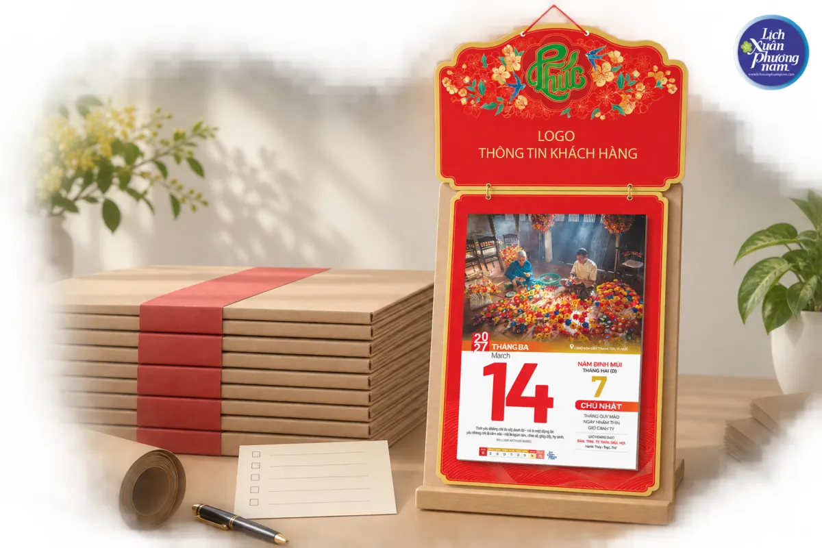 Lịch được bảo vệ bằng bao bì phù hợp trước khi giao cho doanh nghiệp.