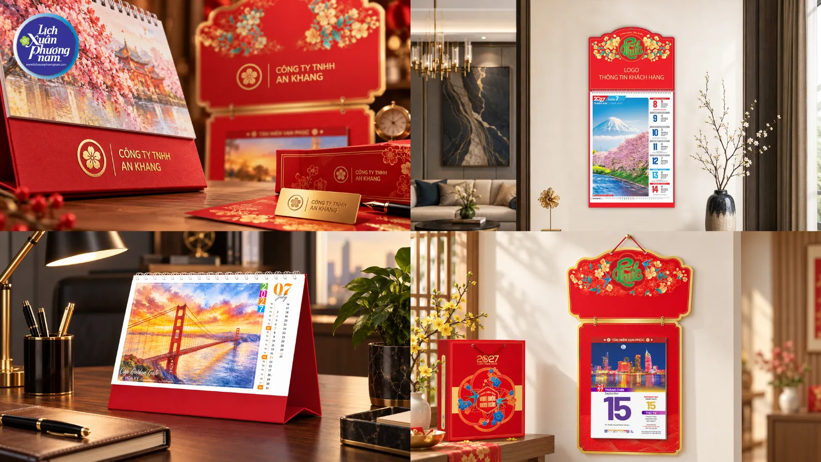 Các mẫu lịch Tết của Lịch Xuân Phương Nam