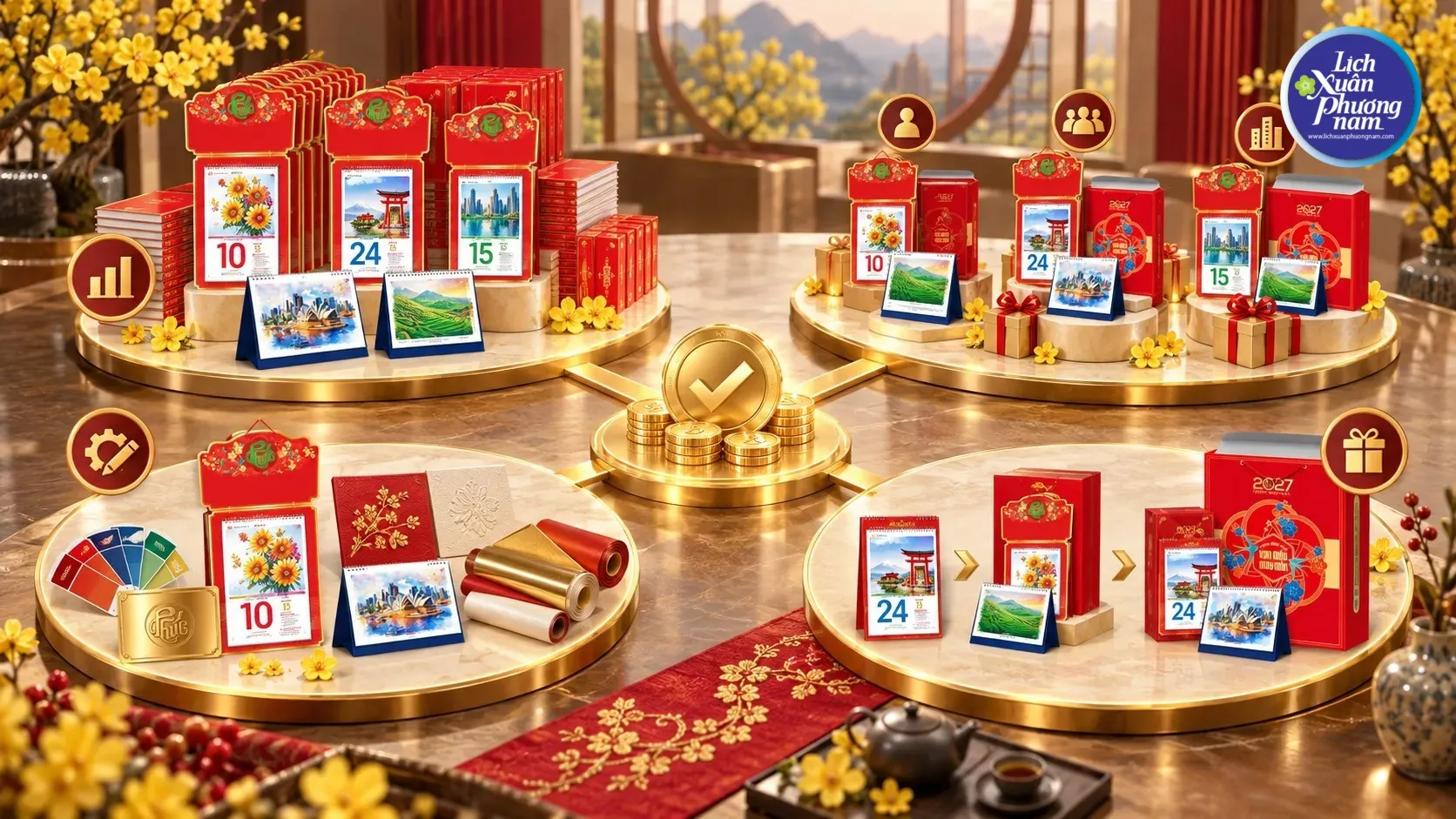 Lịch thiết kế là quà Tết thiết thực, giúp doanh nghiệp tăng nhận diện thương hiệu với khách hàng, đối tác và nhân viên. Lịch thiết kế là quà Tết thiết thực, giúp doanh nghiệp tăng nhận diện thương hiệu với khách hàng, đối tác và nhân viên.