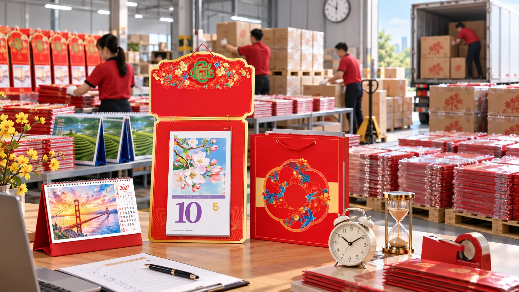 Lịch Tết tặng đối tác kinh doanh Đinh Mùi 2027 chất lượng