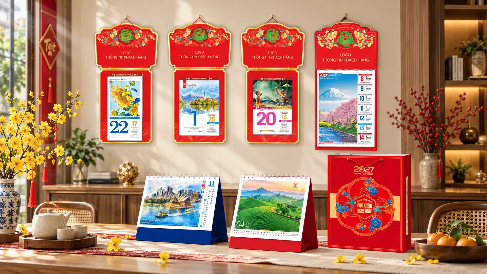 Mẫu lịch bloc công ty Tết 2027: Quà tặng nâng tầm thương hiệu