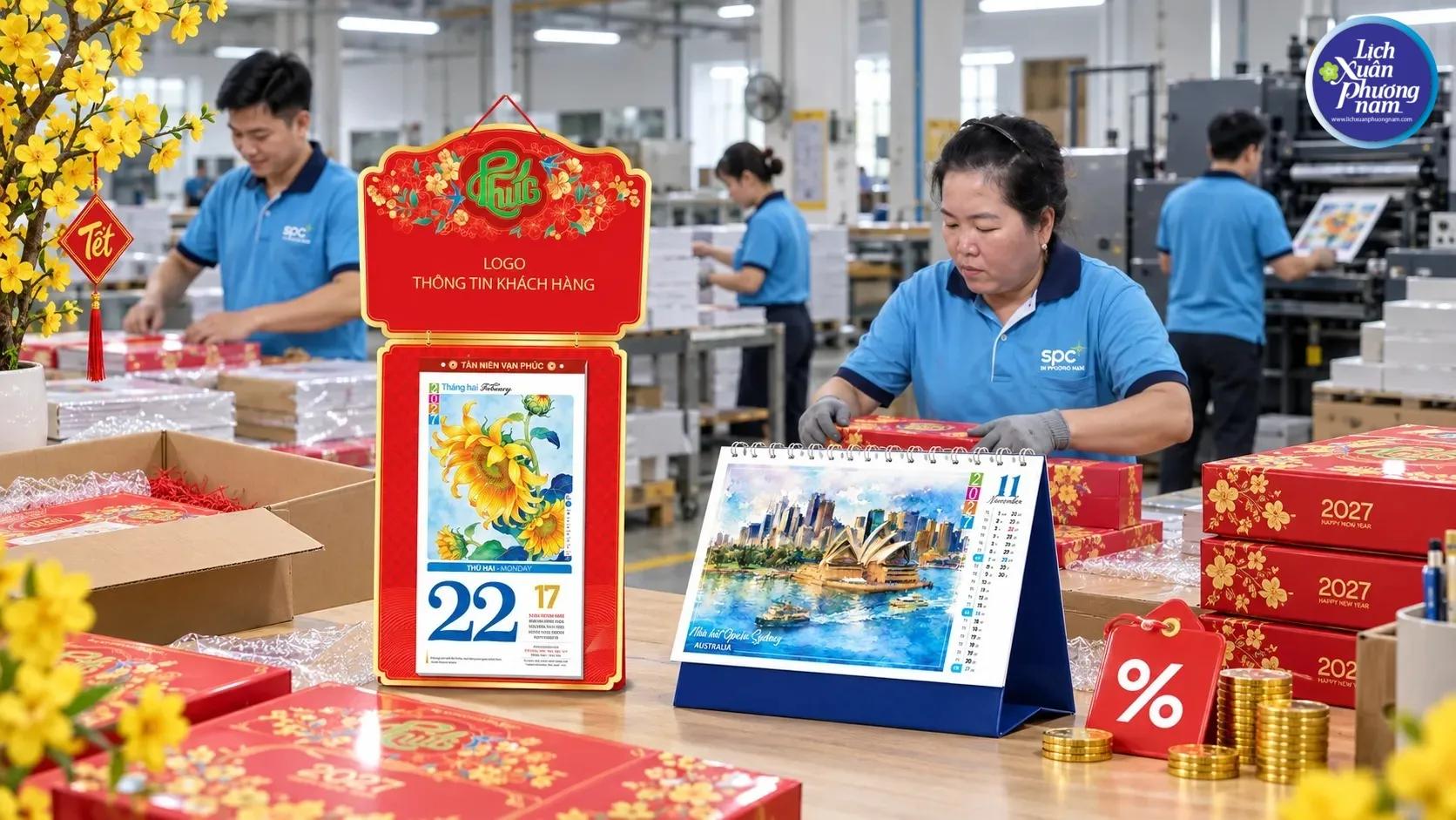 Việc trao tặng lịch Tết trong hội nghị là cách để tạo ấn tượng với khách hàng