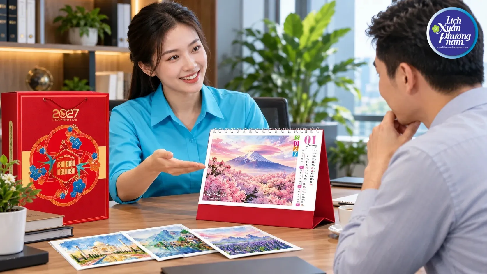 Lịch để bàn đa dạng kiểu dáng giúp doanh nghiệp quản lý thời gian hiệu quả và quảng bá thương hiệu.