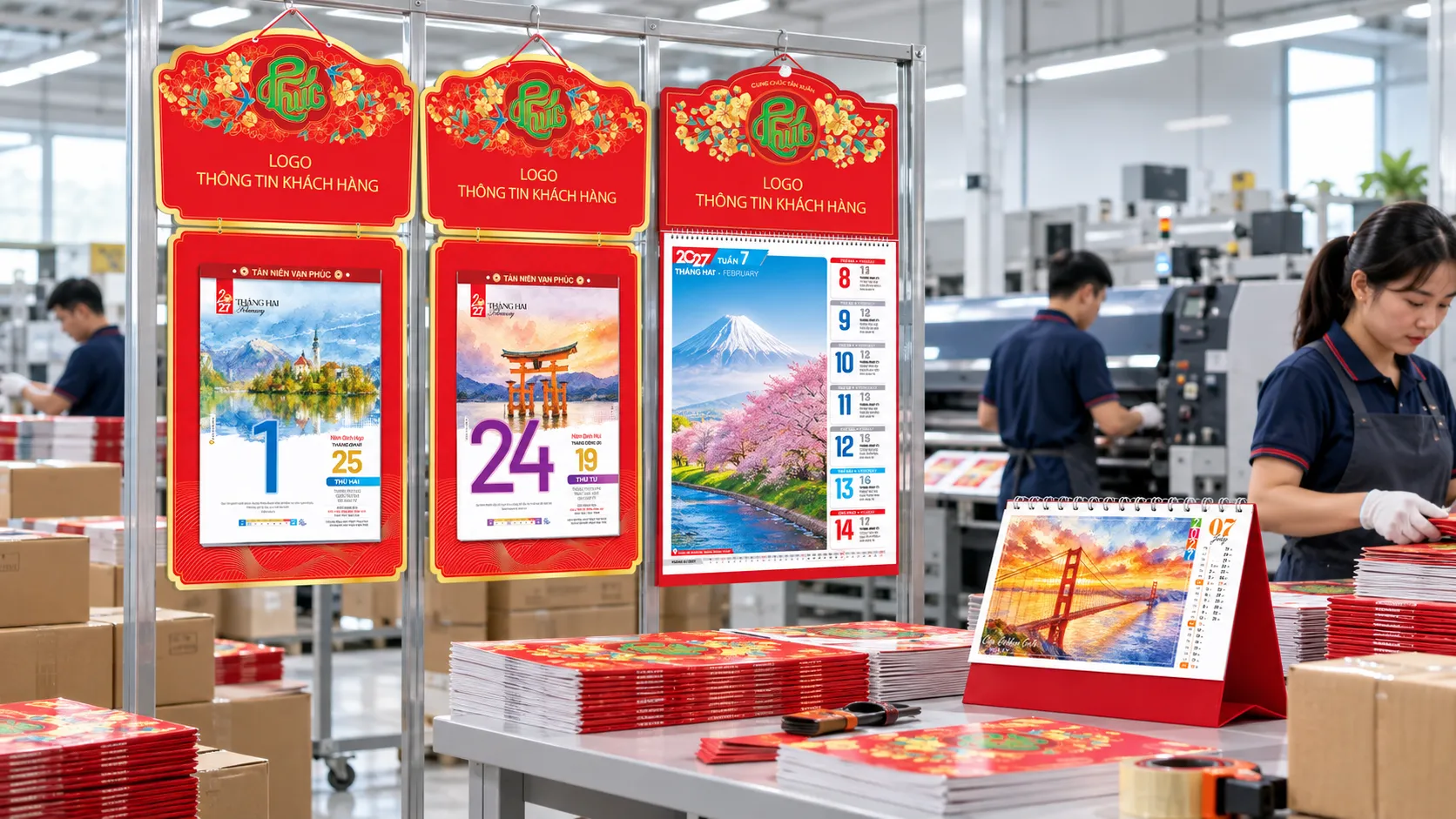 Xưởng lịch Tết nhận in theo thiết kế 2027 chuyên nghiệp