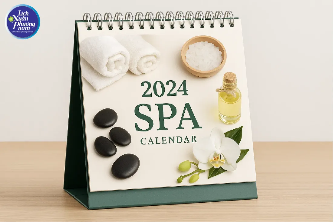 Hình ảnh hoa cỏ, suối nước giúp lịch để bàn spa tạo điểm chạm cảm xúc tích cực Hình ảnh hoa cỏ, suối nước giúp lịch để bàn spa tạo điểm chạm cảm xúc tích cực