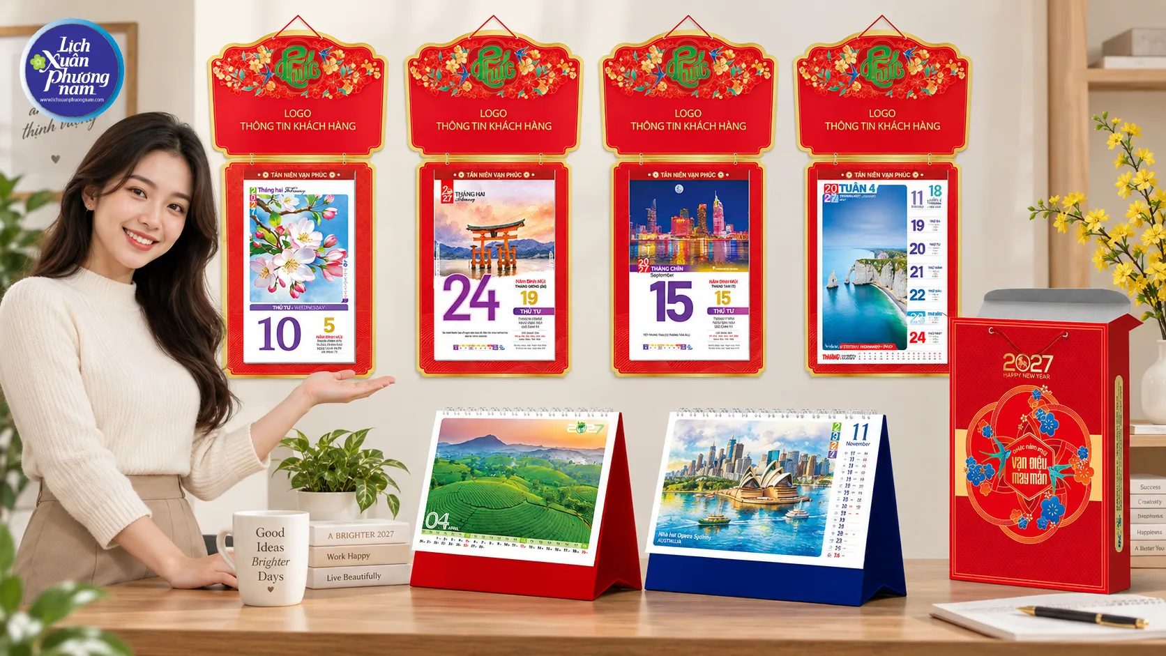 Doanh nghiệp có thể lựa chọn nhiều mẫu lịch Tết 2027 tại Lịch Xuân Phương Nam và nhận tư vấn cá nhân hóa phù hợp