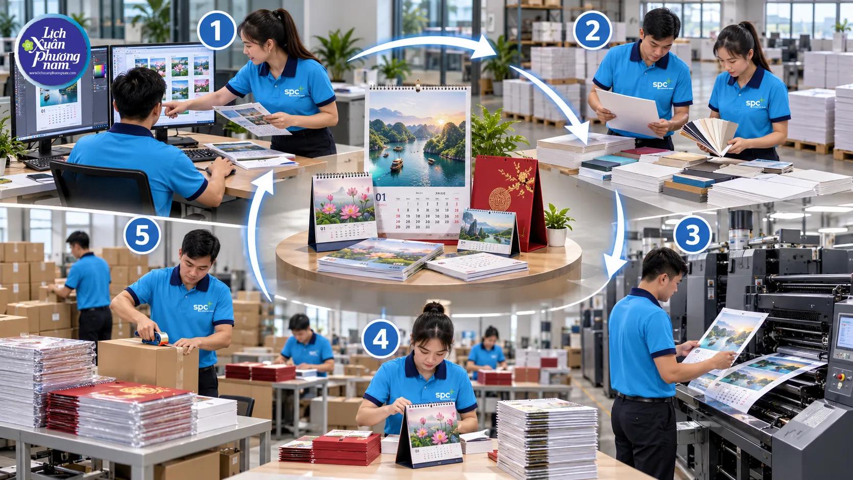Sản xuất chủ động giúp Lịch Xuân Phương Nam kiểm soát chất lượng, tiến độ và tính đồng đều của đơn hàng